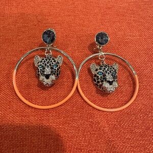 Betsey Johnson Leopard Hoop Earrings